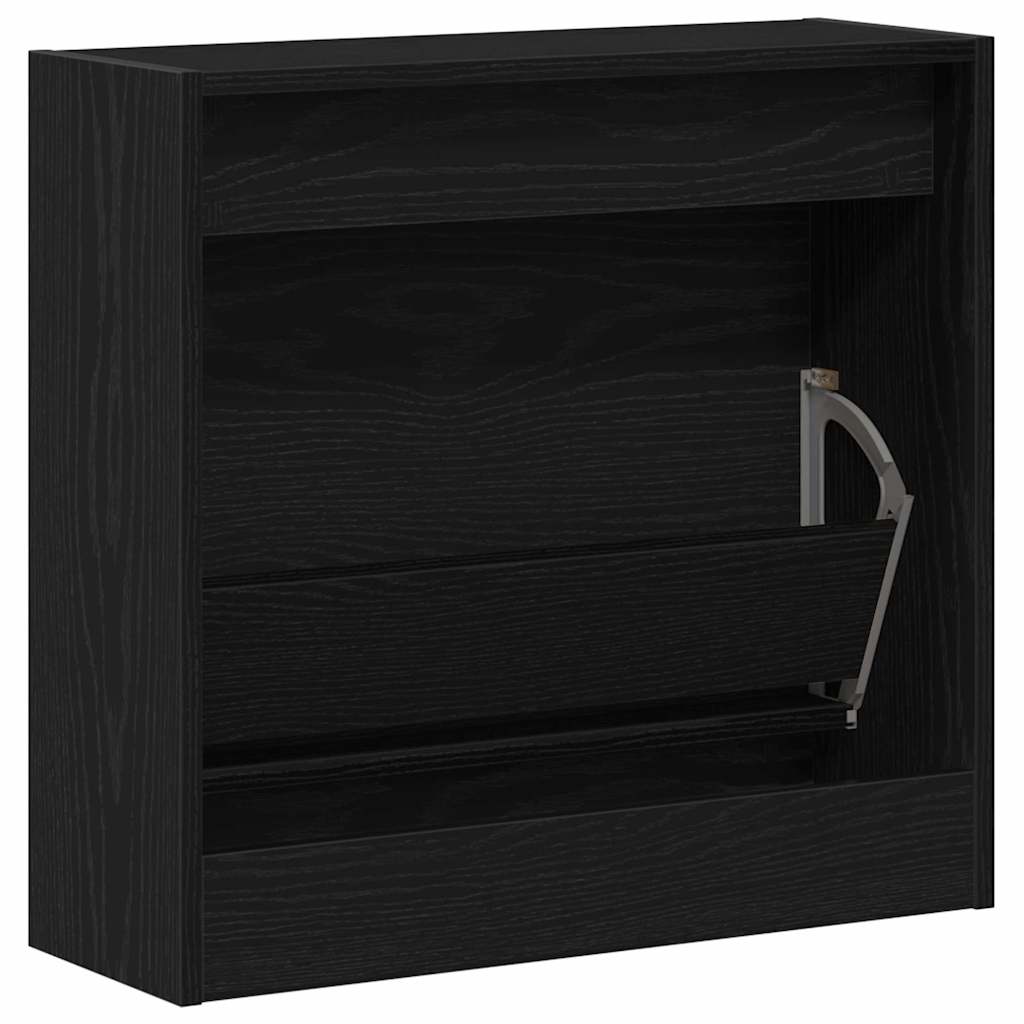 Sko Skap Med Hylle Svart Eik 60 X 21 X 57 Cm Konstruert Tre