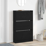 Sko Skap Med Hylle Svart Eik 80 X 21 X 125,5 Cm Konstruert Tre