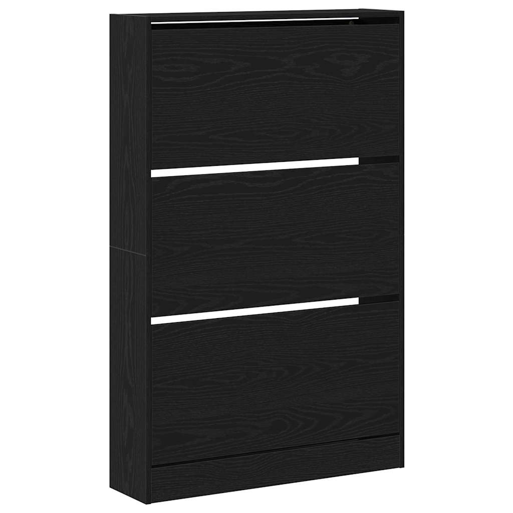 Sko Skap Med Hylle Svart Eik 80 X 21 X 125,5 Cm Konstruert Tre