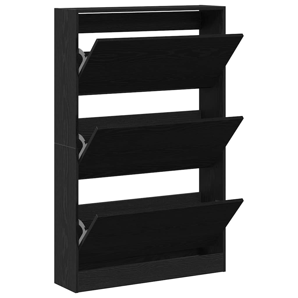 Sko Skap Med Hylle Svart Eik 80 X 21 X 125,5 Cm Konstruert Tre