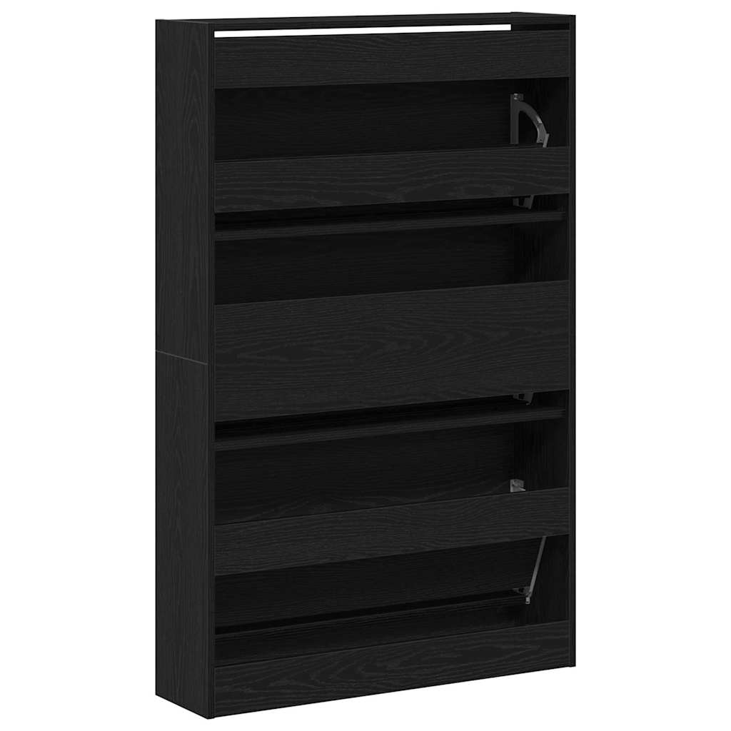 Sko Skap Med Hylle Svart Eik 80 X 21 X 125,5 Cm Konstruert Tre