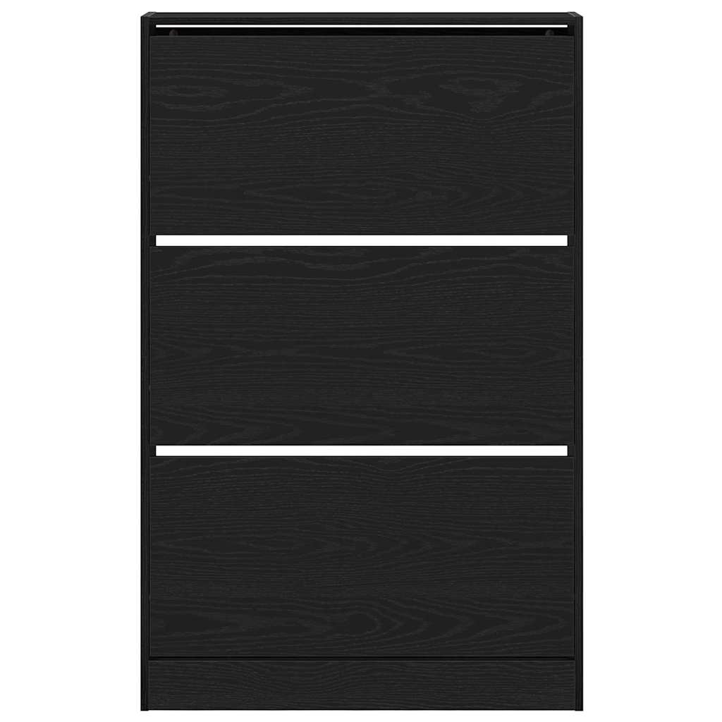 Sko Skap Med Hylle Svart Eik 80 X 21 X 125,5 Cm Konstruert Tre