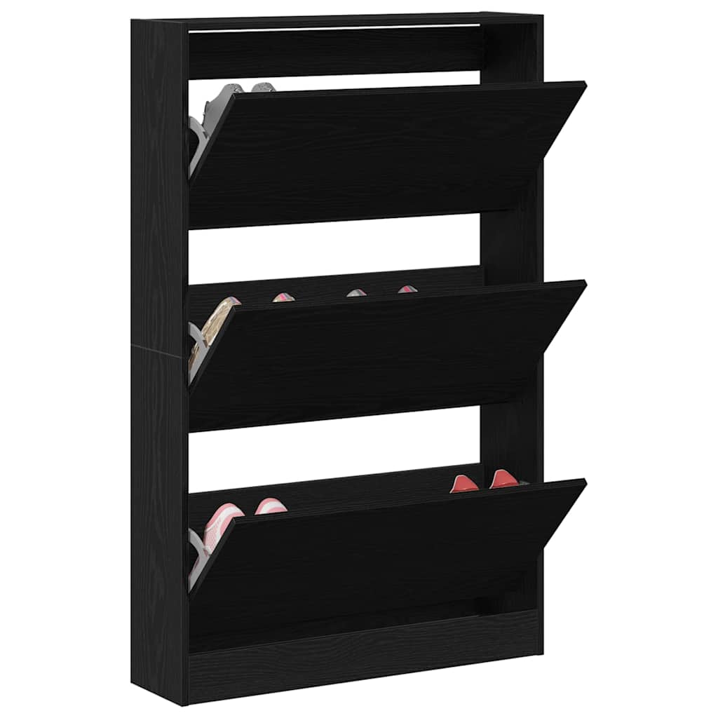 Sko Skap Med Hylle Svart Eik 80 X 21 X 125,5 Cm Konstruert Tre