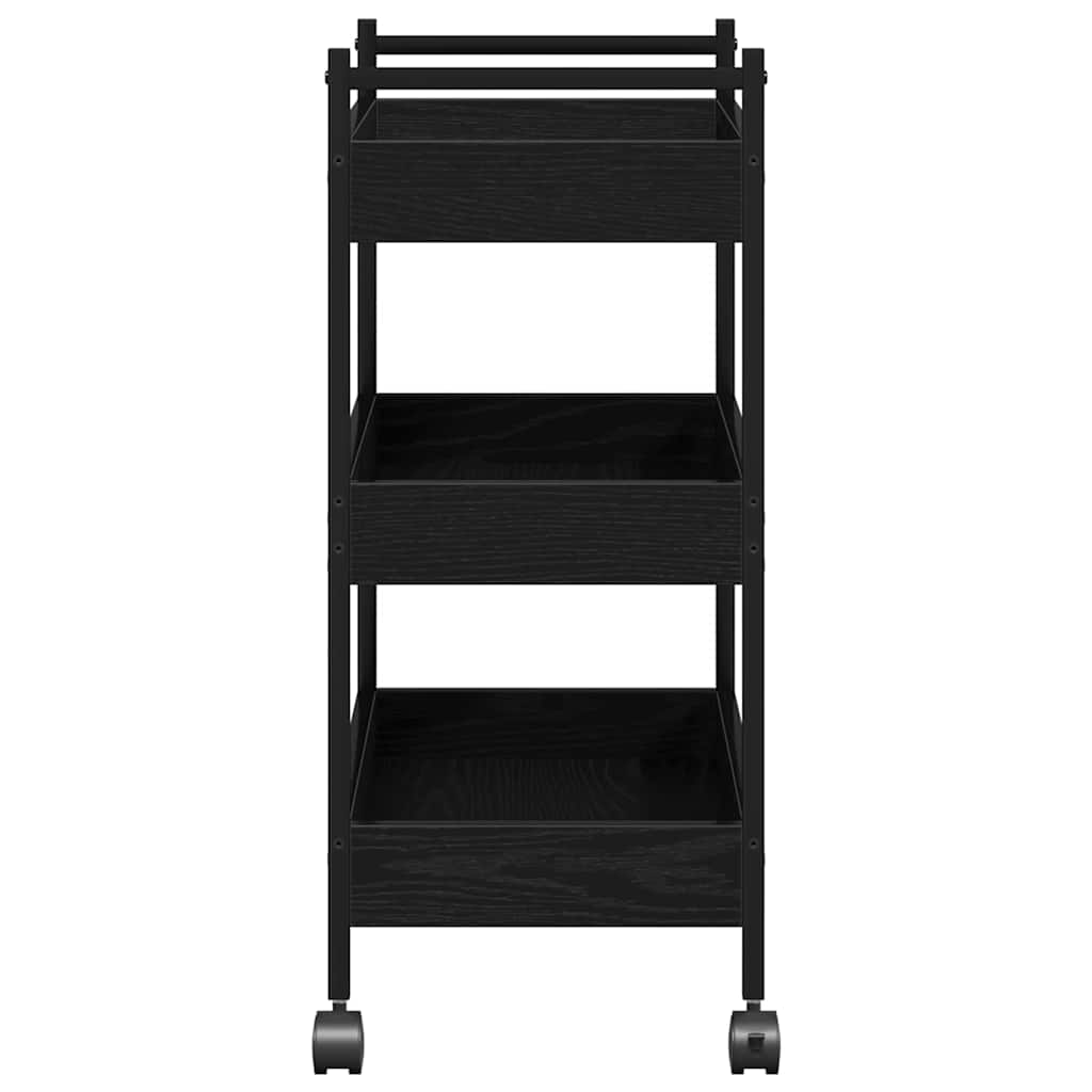 Kjøkkenvogn Svart Eik 50 X 30 X 70 Cm Konstruert Tre