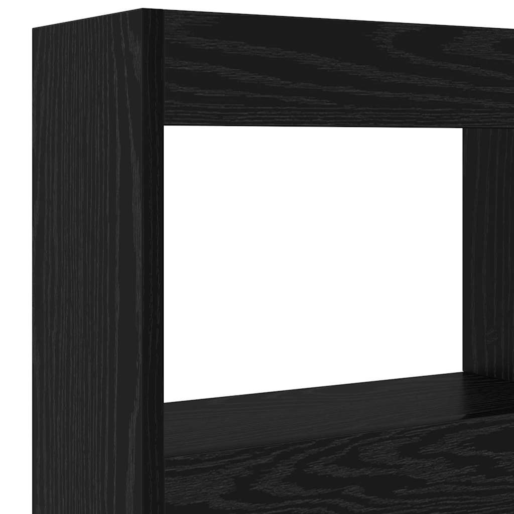 Hodegavl Med Hylle Svart Eik 120 X 17 X 102 Cm Konstruert Tre