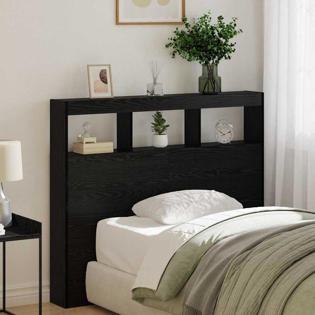 Hodegavl Med Hylle Svart Eik 120 X 17 X 102 Cm Konstruert Tre