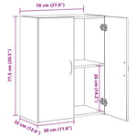 Kontorskap Med Dør Gammelt Tre 70 X 32 X 77.5 Cm Konstruert Tre