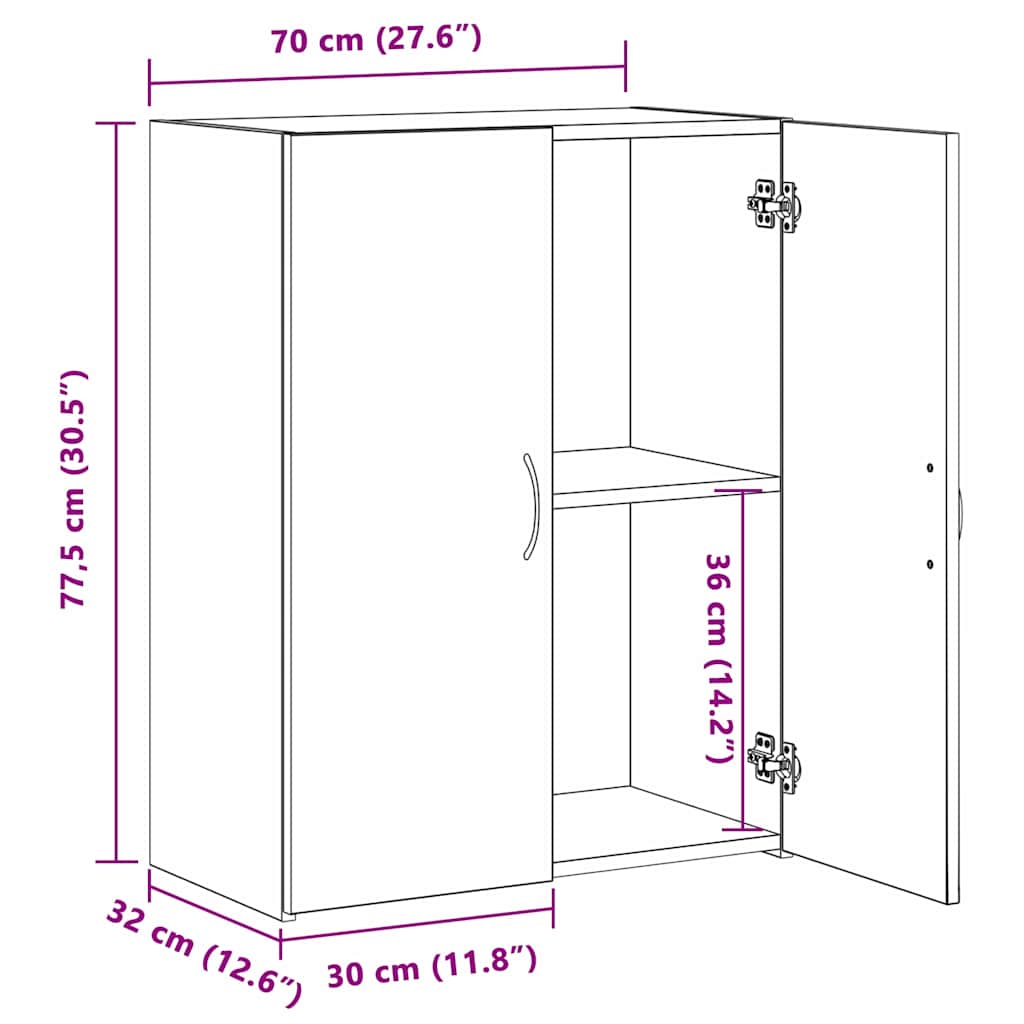 Kontorskap Med Dør Artisan Eik 70 X 32 X 77.5 Cm Konstruert Tre