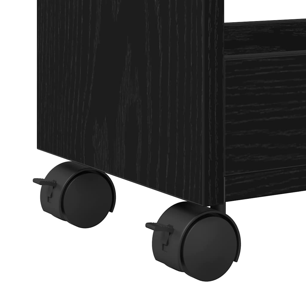 Kabinett Med Hjul Svart Eik 60 X 22 X 79 Cm