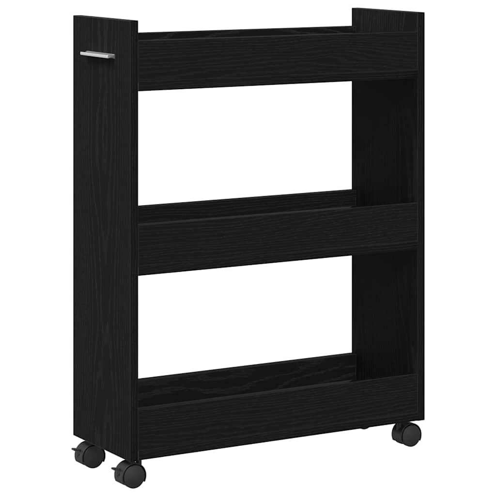 Kabinett Med Hjul Svart Eik 60 X 22 X 79 Cm