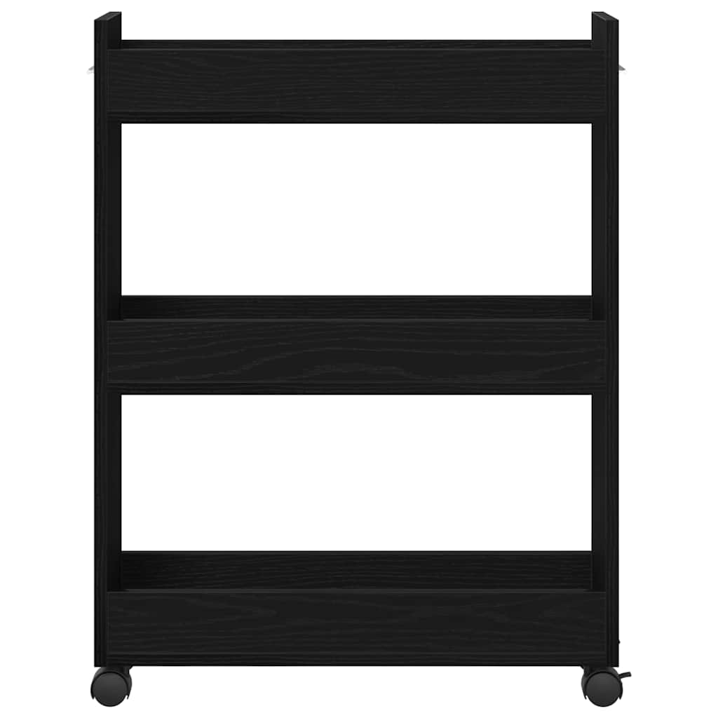 Kabinett Med Hjul Svart Eik 60 X 22 X 79 Cm