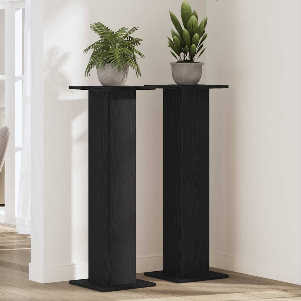 Planteholder 2 Pcs Svart Eik 30 X 30 X 95 Cm Konstruert Tre