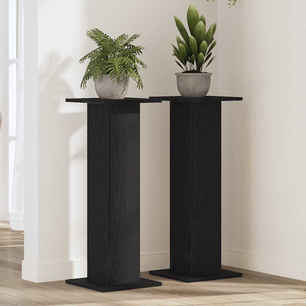 Planteholder 2 Pcs Svart Eik 30 X 30 X 80 Cm Konstruert Tre
