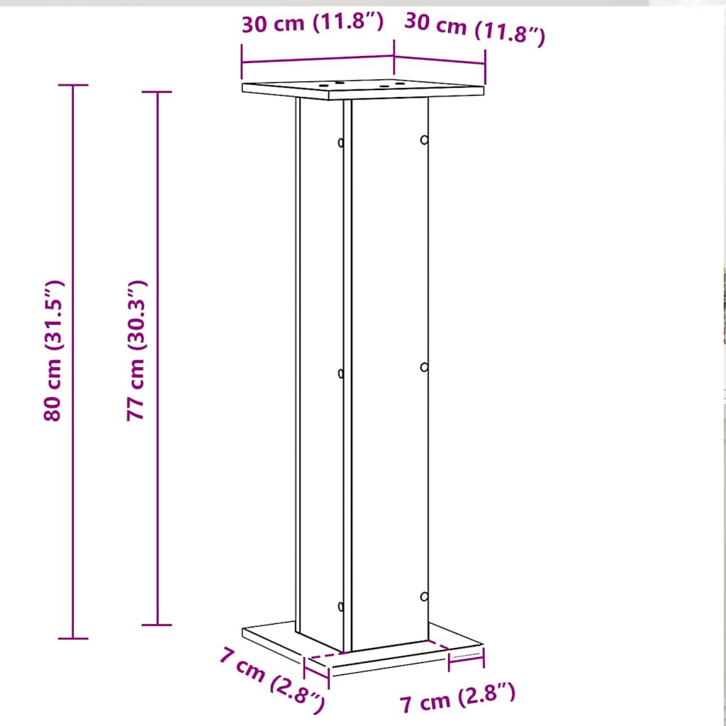 Planteholder 2 Pcs Svart Eik 30 X 30 X 80 Cm Konstruert Tre
