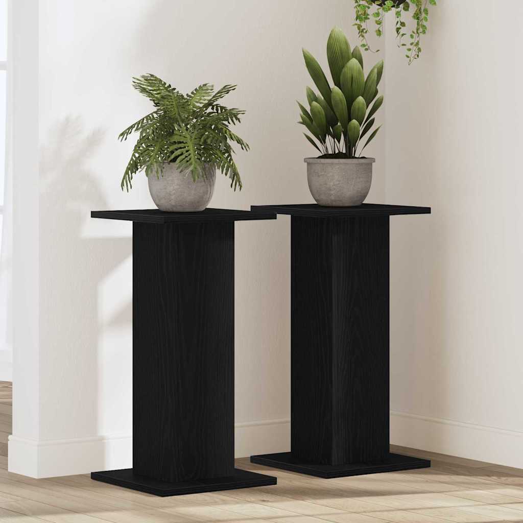Planteholder 2 Pcs Svart Eik 30 X 30 X 60 Cm Konstruert Tre