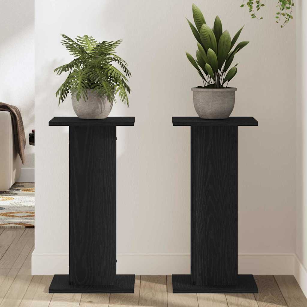 Planteholder 2 Pcs Svart Eik 30 X 30 X 60 Cm Konstruert Tre