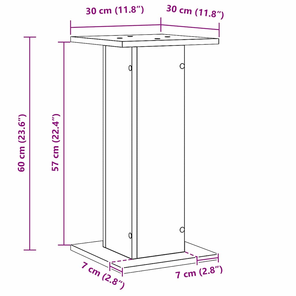 Planteholder 2 Pcs Svart Eik 30 X 30 X 60 Cm Konstruert Tre