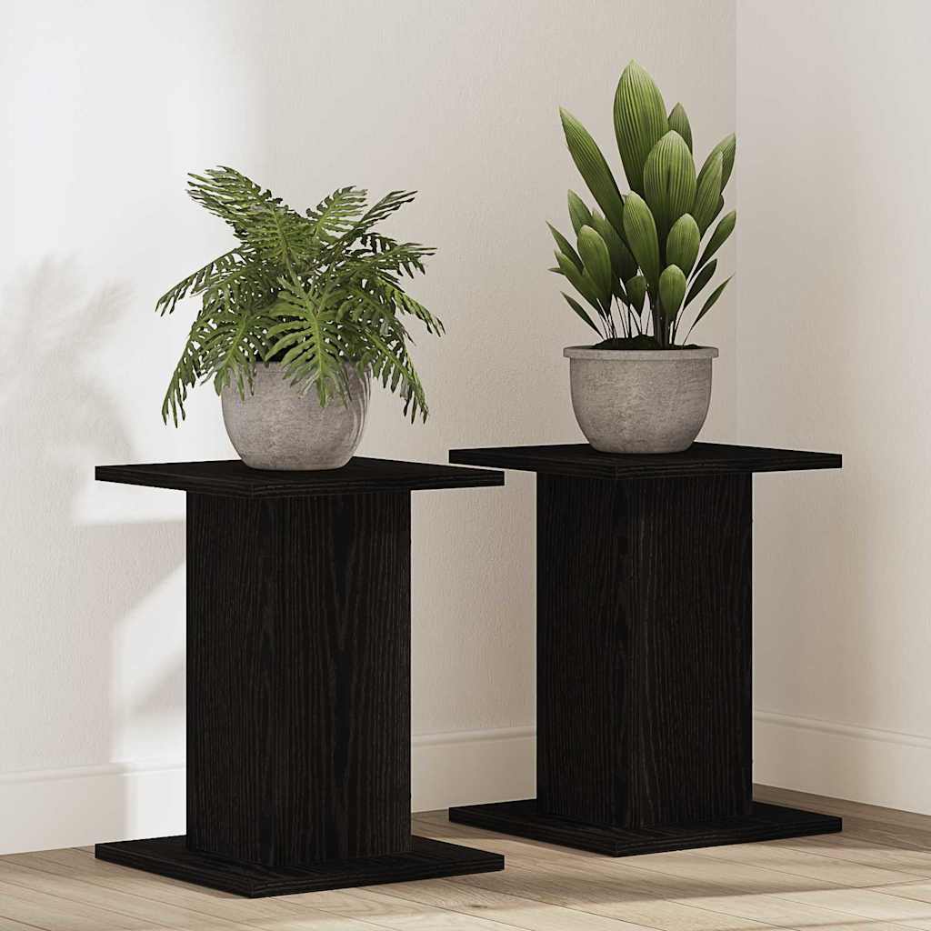 Planteholder 2 Pcs Svart Eik 30 X 30 X 40 Cm Konstruert Tre