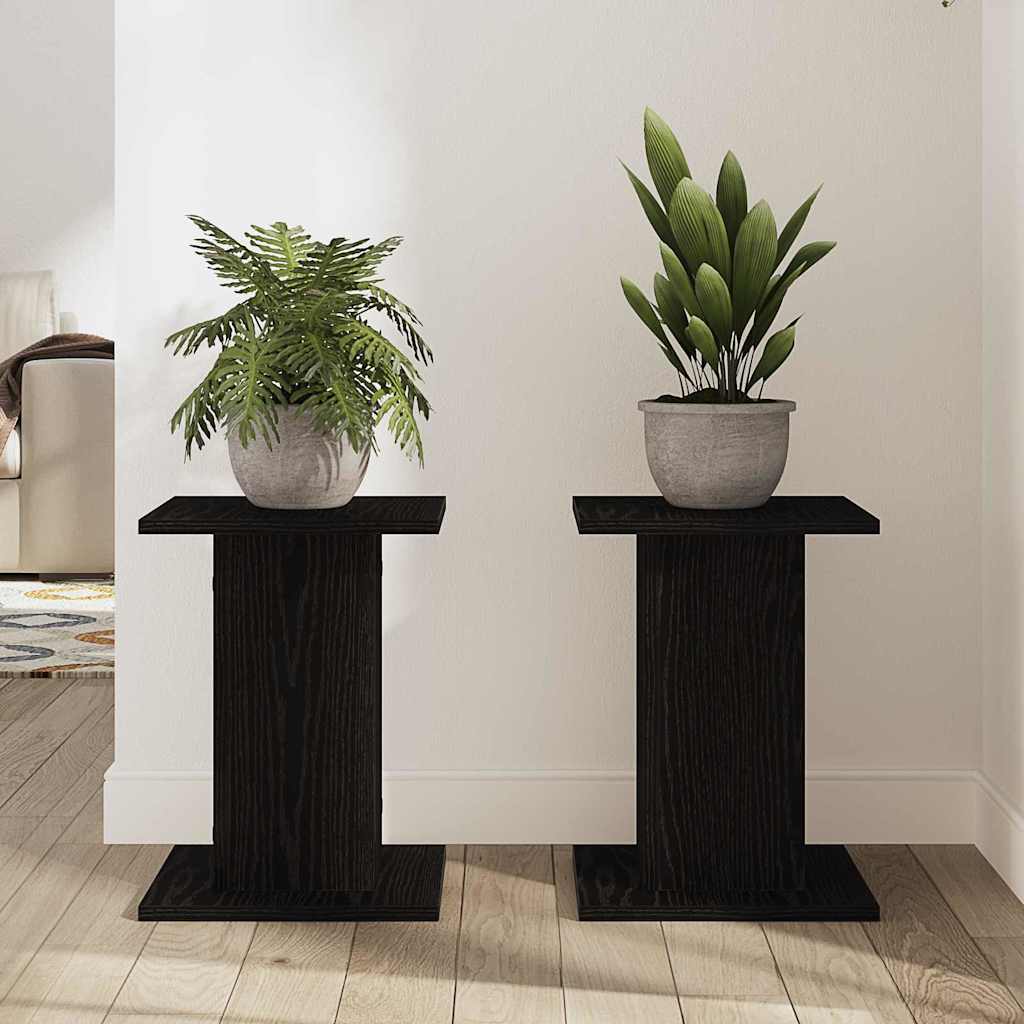Planteholder 2 Pcs Svart Eik 30 X 30 X 40 Cm Konstruert Tre