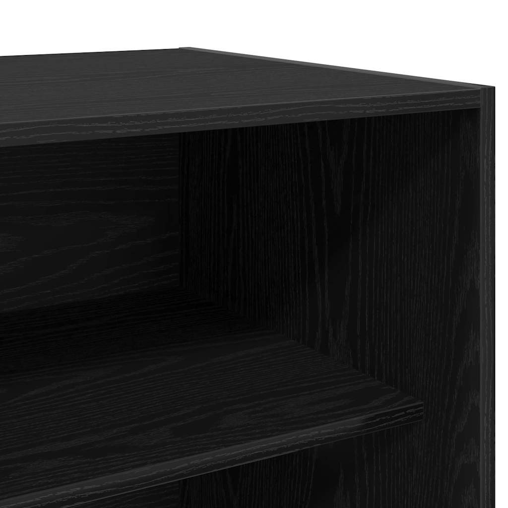 Garderobeskap Svart Eik 80 X 50 X 200 Cm Konstruert Tre