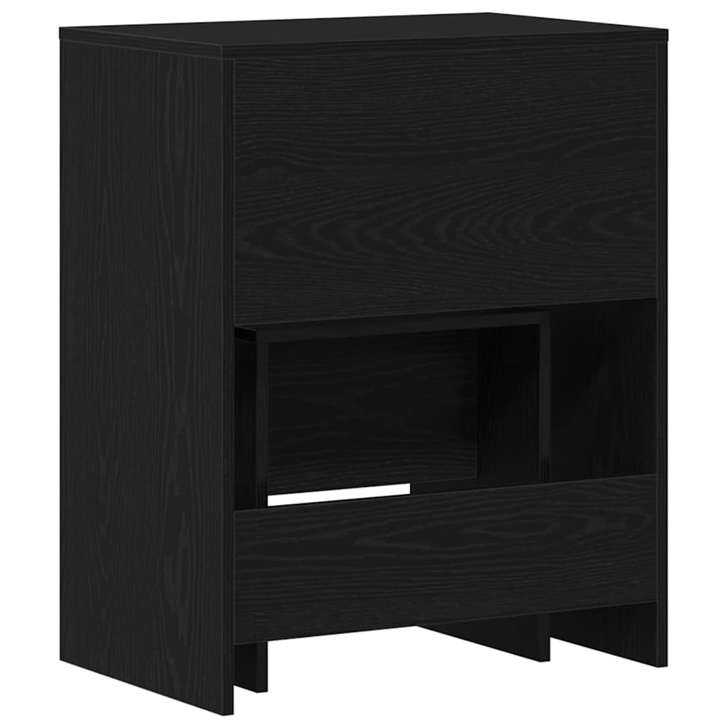 Speilbord Med Skuff Svart Eik 60 X 40 X 75 Cm Konstruert Tre