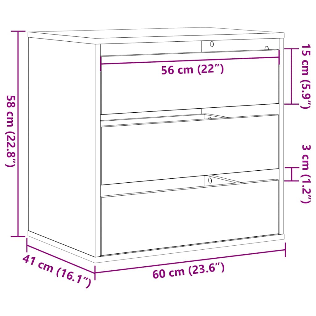 Skuffeskap Med Skuff Svart 60 X 41 X 58 Cm Konstruert Tre