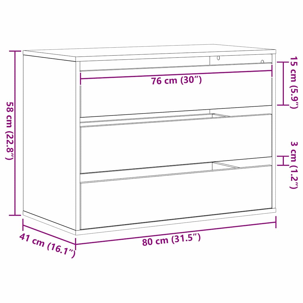 Skuffeskap Med Skuff Svart 80 X 41 X 58 Cm Konstruert Tre