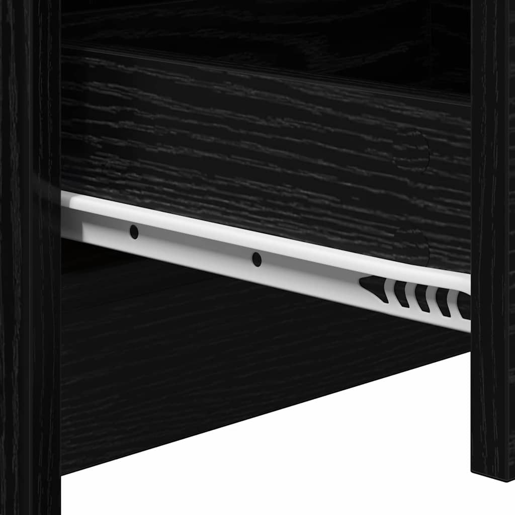 Nattbordskap Med Skuff Svart Eik 38 X 34 X 61 Cm Konstruert Tre