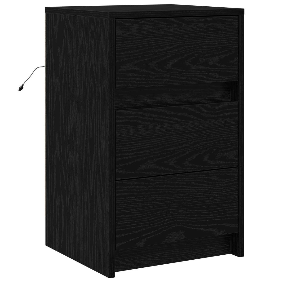 Nattbordskap Med Skuff Svart Eik 38 X 34 X 61 Cm Konstruert Tre