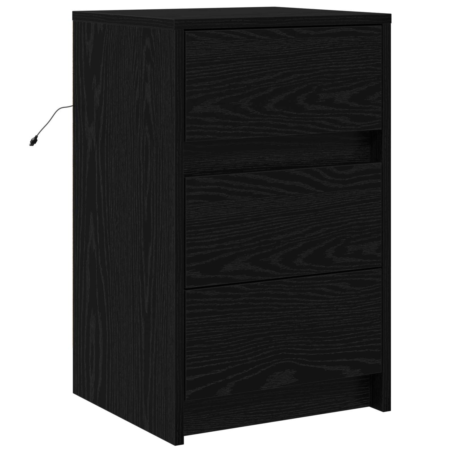 Nattbordskap Med Skuff Svart Eik 38 X 34 X 61 Cm Konstruert Tre