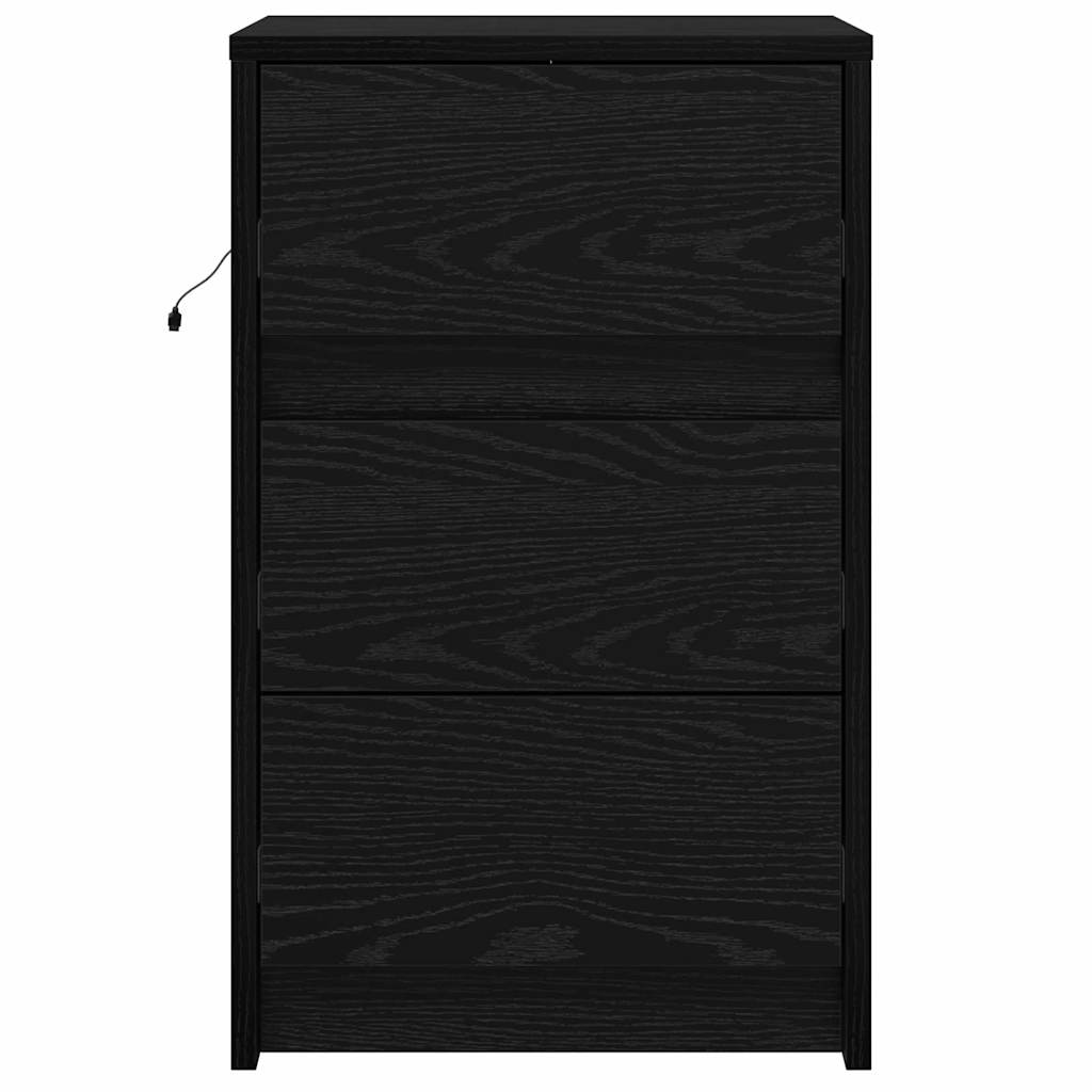 Nattbordskap Med Skuff Svart Eik 38 X 34 X 61 Cm Konstruert Tre