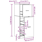 Apotekskap Svart Eik 40 X 41 X 118 Cm Konstruert Tre
