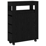 Baderomsinnredningssett Med Hjul Svart Eik 65 X 23 X 87 Cm