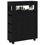 Baderomsinnredningssett Med Hjul Svart Eik 65 X 23 X 87 Cm