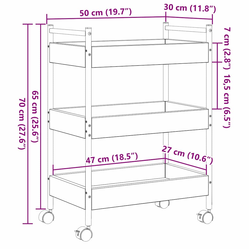Kjøkkenvogn Gammelt Tre 50 X 30 X 70 Cm Konstruert Tre