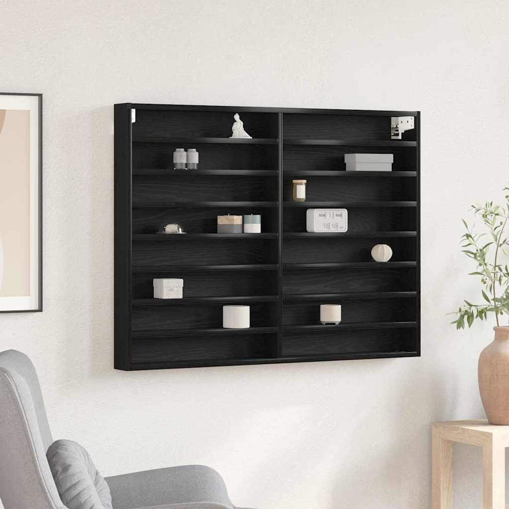 Visningsskap Svart Eik 100 X 8,5 X 75 Cm Konstruert Tre