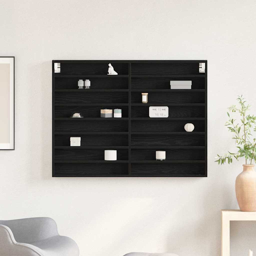 Visningsskap Svart Eik 100 X 8,5 X 75 Cm Konstruert Tre