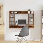 Veggmontert Skrivebord Med Hylle Gammelt Tre 105 X 48 X 75 Cm