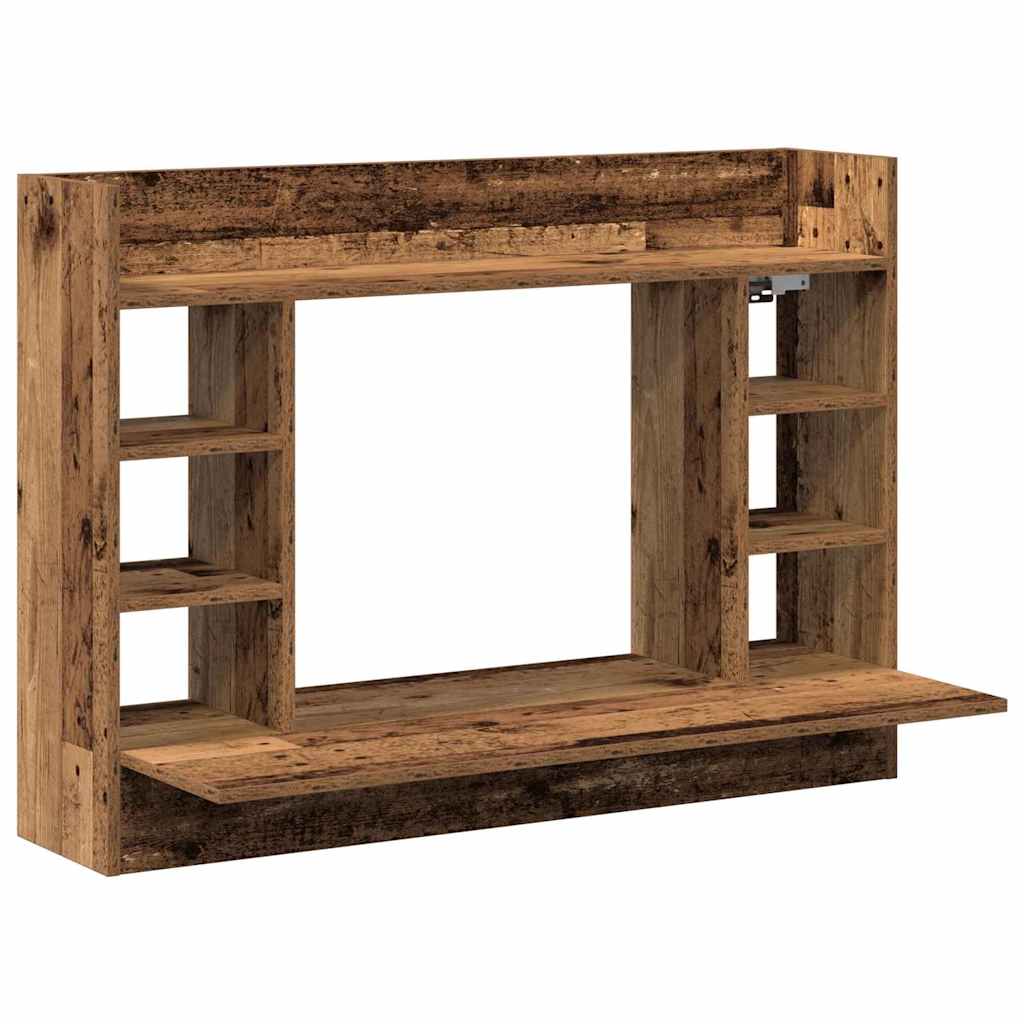 Veggmontert Skrivebord Med Hylle Gammelt Tre 105 X 48 X 75 Cm