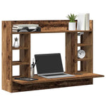 Veggmontert Skrivebord Med Hylle Gammelt Tre 105 X 48 X 75 Cm