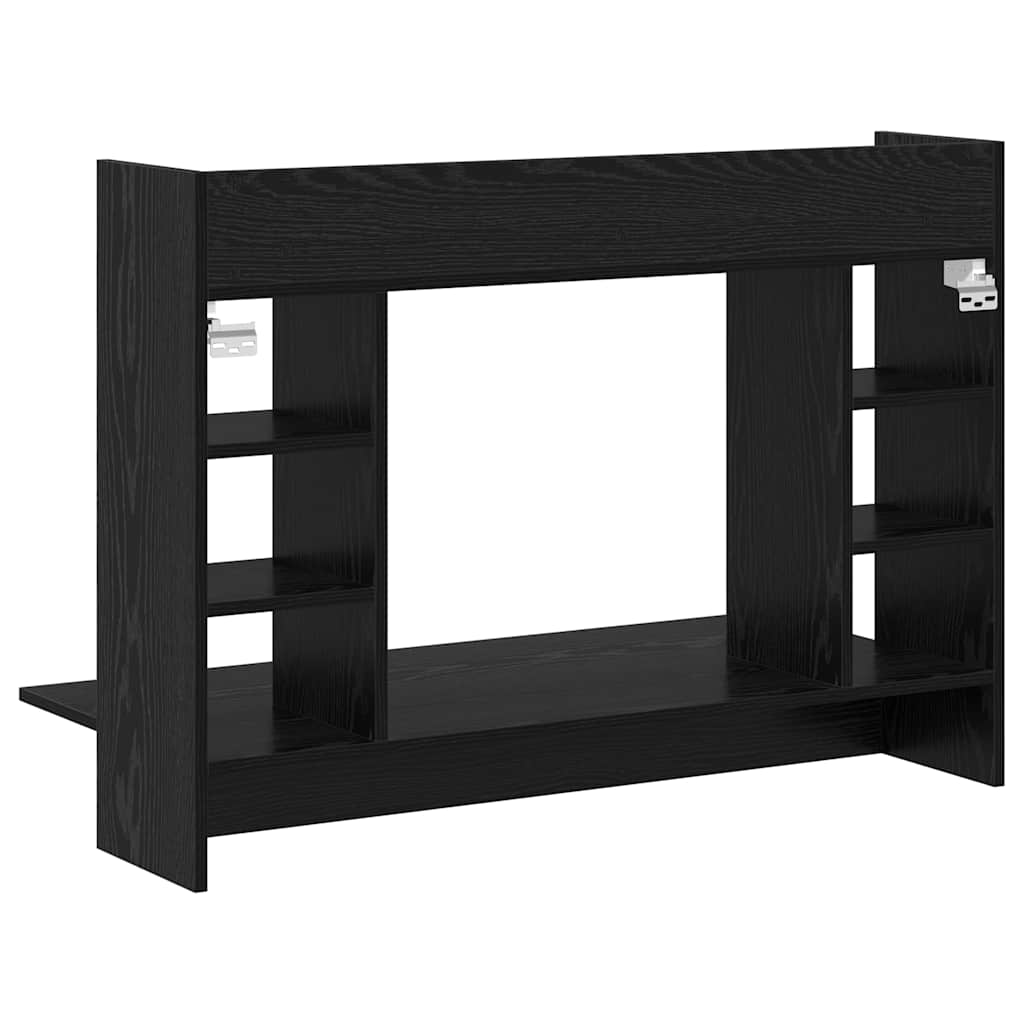 Veggmontert Skrivebord Med Hylle Svart Eik 105 X 48 X 75 Cm