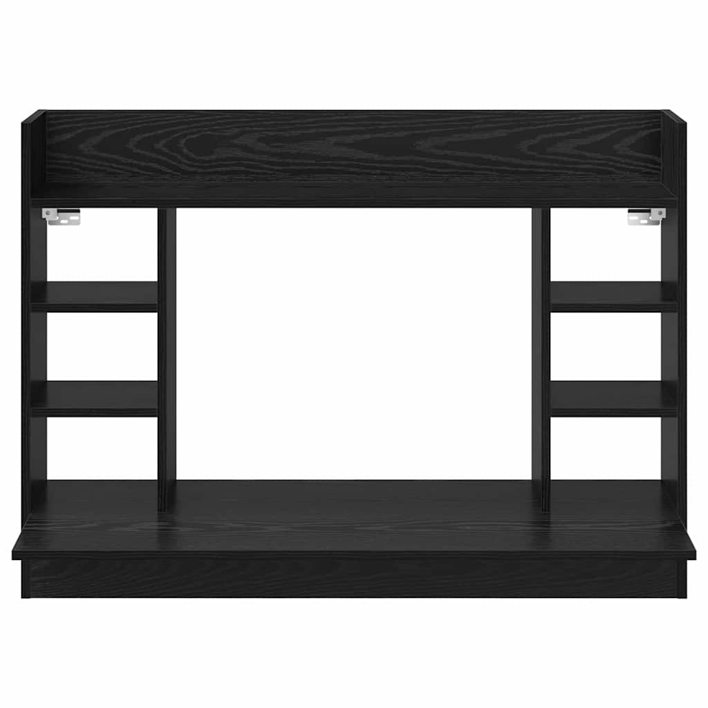 Veggmontert Skrivebord Med Hylle Svart Eik 105 X 48 X 75 Cm