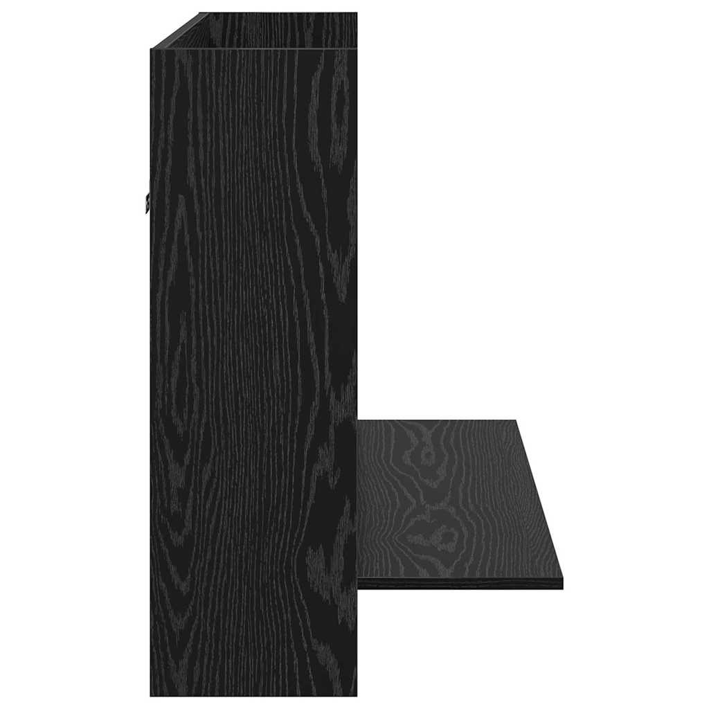 Veggmontert Skrivebord Med Hylle Svart Eik 105 X 48 X 75 Cm