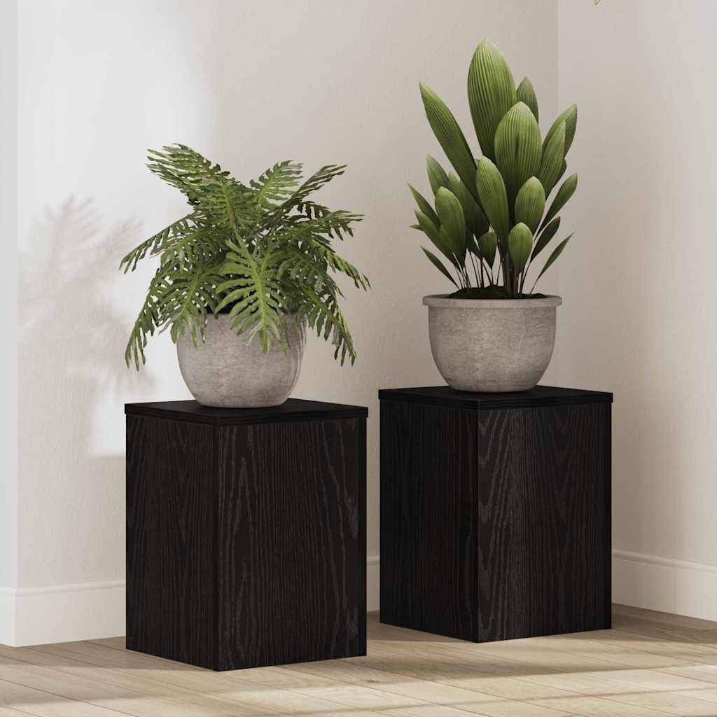Planteholder 2 Pcs Svart Eik 25 X 25 X 35 Cm Konstruert Tre