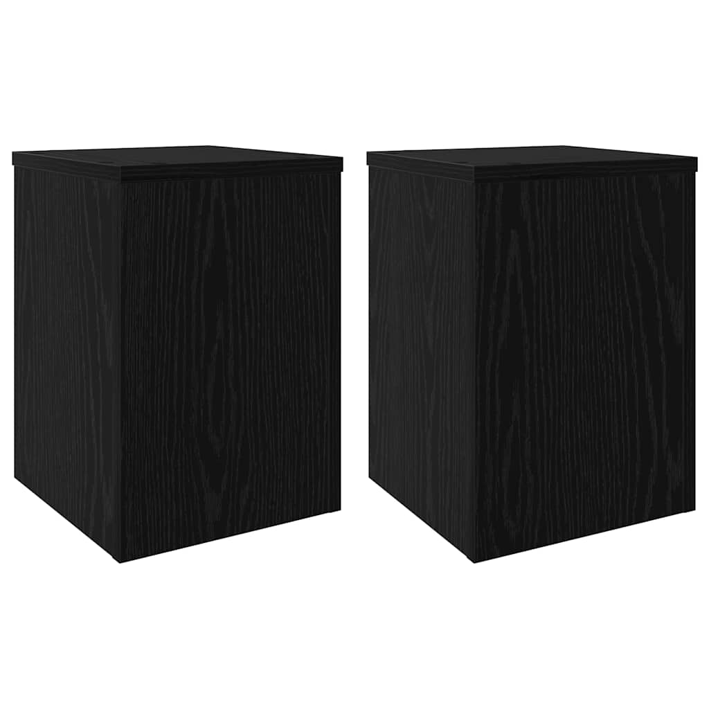 Planteholder 2 Pcs Svart Eik 25 X 25 X 35 Cm Konstruert Tre