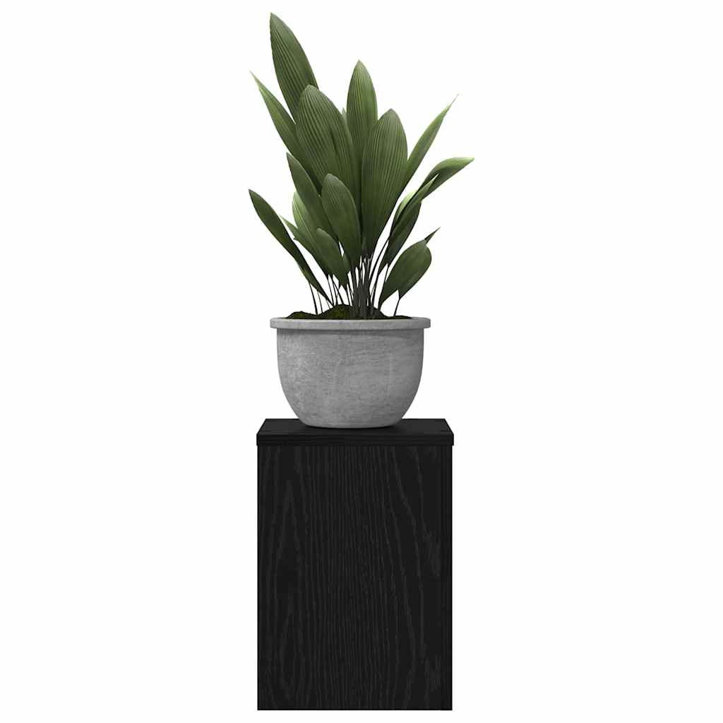 Planteholder 2 Pcs Svart Eik 25 X 25 X 35 Cm Konstruert Tre