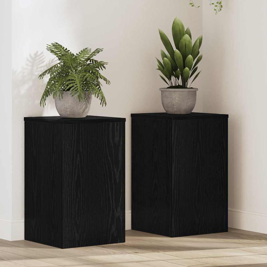Planteholder 2 Pcs Svart Eik 30 X 30 X 50 Cm Konstruert Tre