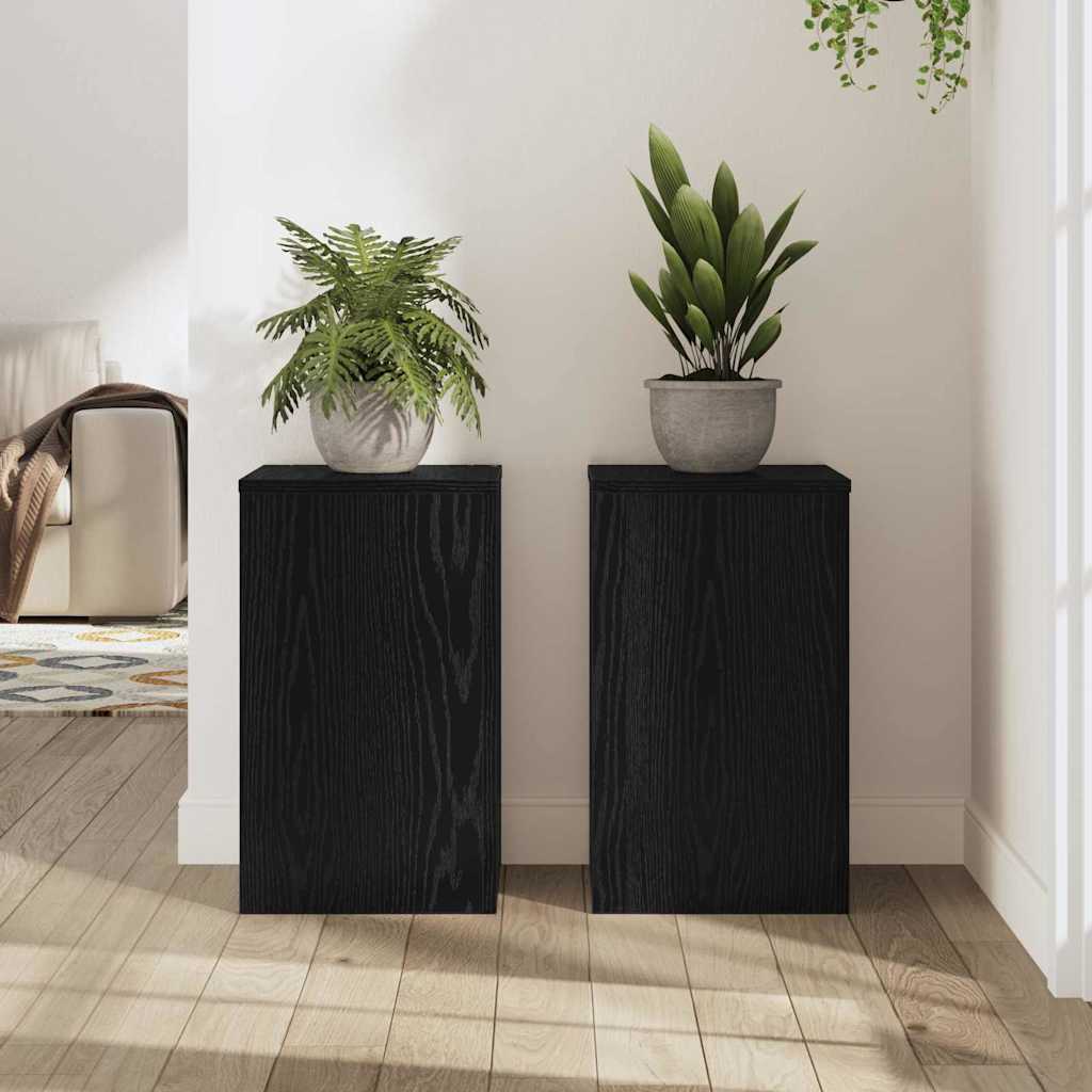 Planteholder 2 Pcs Svart Eik 30 X 30 X 50 Cm Konstruert Tre