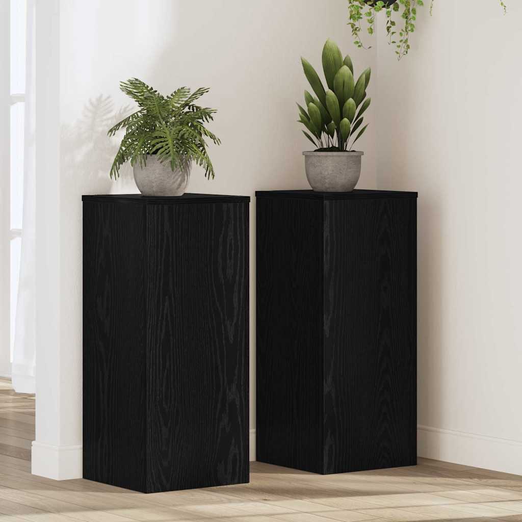 Planteholder 2 Pcs Svart Eik 30 X 30 X 70 Cm Konstruert Tre