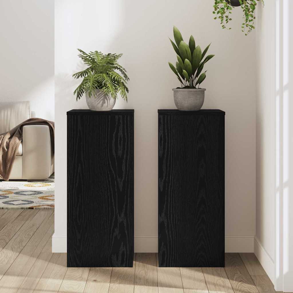 Planteholder 2 Pcs Svart Eik 30 X 30 X 70 Cm Konstruert Tre